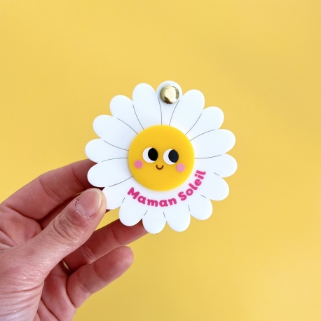 Miroir de poche Maman soleil en forme de marguerite personnalisé