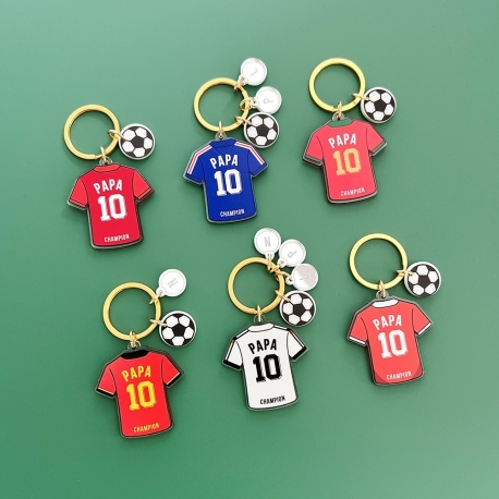 Porte-clés maillot football Papa maillot équipe européenne, cadeau fête des pères