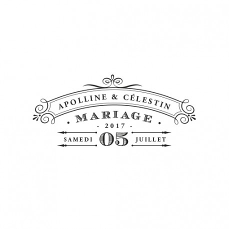 Tampon mariage r&eacute;tro 1920 &agrave; personnaliser