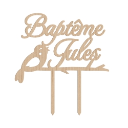 Cake topper baptême oiseau
