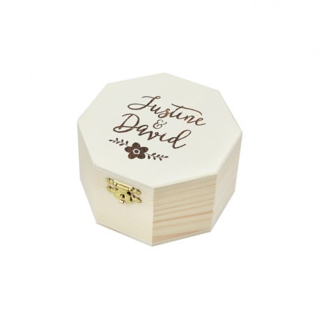 Boite à alliances personnalisée, coffret en bois, mariage champêtre fleuri