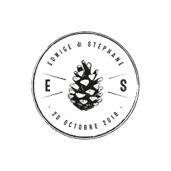 Tampon mariage personnalisé hivernal automnal pomme de pin
