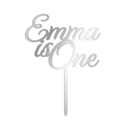 Cake topper personnalisé argent premier anniversaire