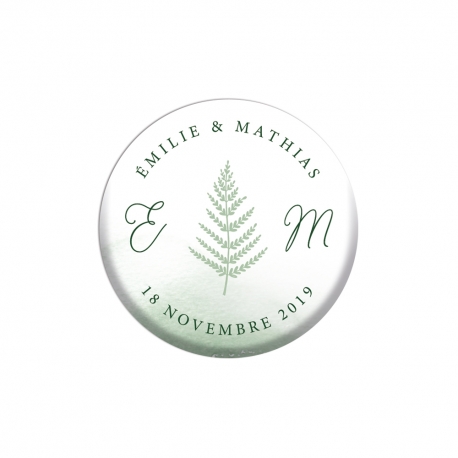 Cadeau d'invité mariage, magnet thème forêt fougère