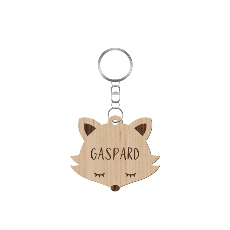 Porte-clé en bois personnalisé tête de renard