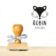 Tampon personnalisé en bois thème renard naissance baptême
