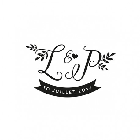 Tampon initiales calligraphie pour mariage champêtre