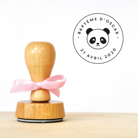 Tampon rond tête de panda personnalisable