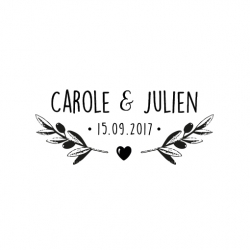Tampon mariage personnalisé branches d'olivier