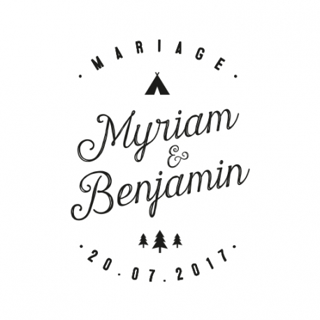 Tampon mariage thème hippie folk