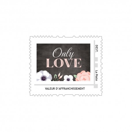 Timbre poste personnalisé pour mariage ardoise et fleurs