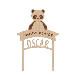 Cake topper anniversaire personnalisé thème panda