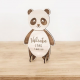Invitation anniversaire en bois en forme de panda