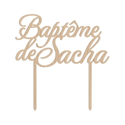 Cake topper baptême calligraphie