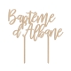 Cake topper baptême personnalisé calligraphie