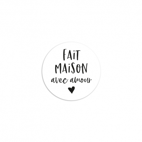 Sticker rond fait maison avec amour