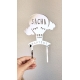 Cake topper montgolfière et nuages plexiglas argent effet miroir