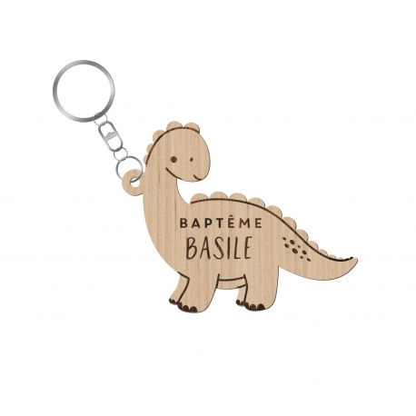 Porte-clé personnalisé en bois dinosaure cadeau baptême