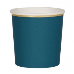 Gobelet bleu vert finition or