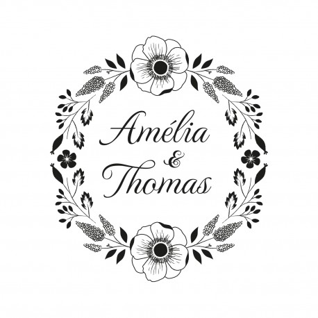 Tampon mariage personnalisé couronne estivale