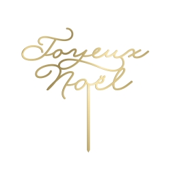 Cake topper joyeux noël calligraphie plexiglas or