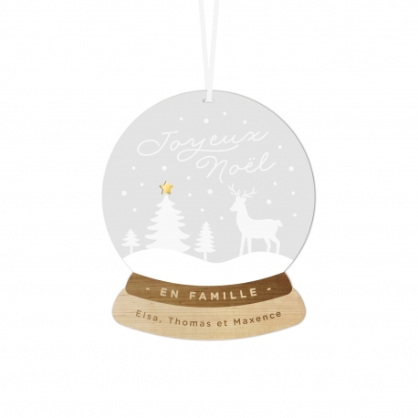 Boule de Noël personnalisée modèle boule à neige famille