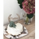 Cake topper anniversaire couronne fleurie en bois