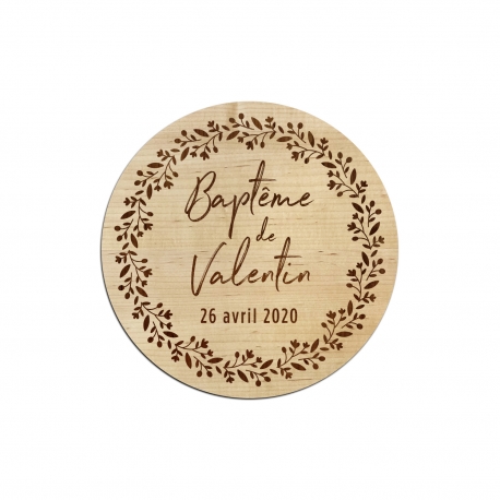 Dessous de verre personnalis&eacute;s en bois cadeaux bapt&ecirc;me
