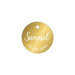 Étiquette ronde en plexiglas pour cadeau d'invité baptême
