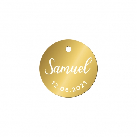 Étiquette ronde en plexiglas pour cadeau d'invité baptême