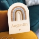 Pancarte en bois chambre enfant personnalisée arc-en-ciel