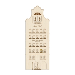 Calendrier de l'Avent en bois personnalisé avec prénoms, maison hollandaise