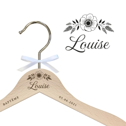 Cintre enfant personnalisé champêtre avec fleurs