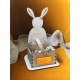 Kit chasse aux oeufs lapin en bois avec panier personnalisés