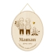 Médaille en bois portraits enfant à composer, cadeau maman