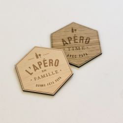 Dessous de verre en bois, cadeau fête des pères