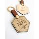 Porte-clef en bois et cuir personnalisé, cadeau fête des pères