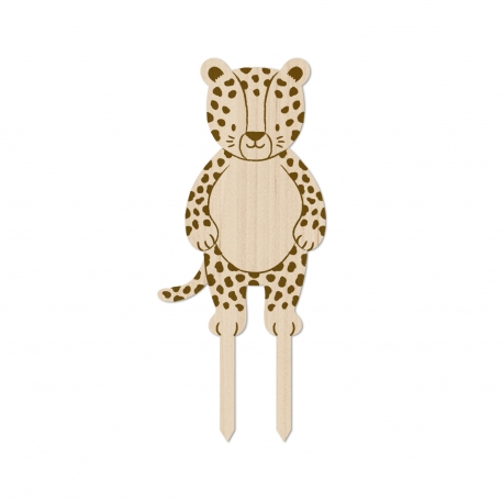 Cake topper en bois léopard anniversaire ou baptême