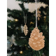 Suspensions en bois sapin de Noël feuilles d'acacia