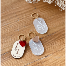 Porte-clés initiales personnalisés cadeau Saint Valentin