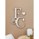 Enseigne en bois personnalisable, initiales couple cadeau St Valentin