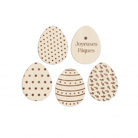 5 oeufs en bois pour chasse aux oeufs