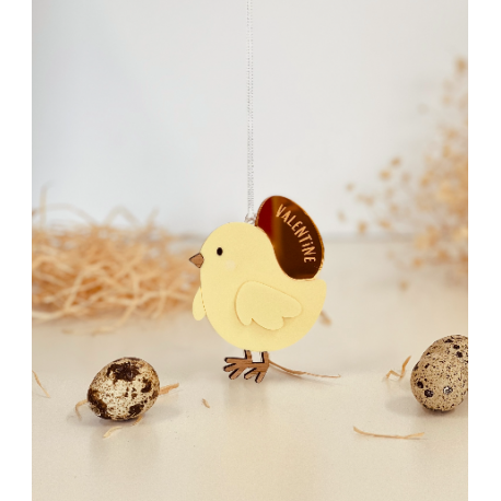 D&eacute;coration personnalisable arbre de P&acirc;ques poussin jaune
