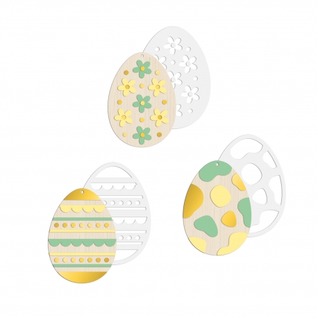 Lot de 3 kits d'oeufs de P&acirc;ques &agrave; d&eacute;corer