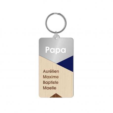 Porte-clé personnalisé papa tangramme bois et plexiglas