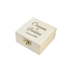 Boîte à alliances en bois gravée calligraphie