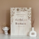 Panneau d'accueil mariage bois et plexiglas miroir rose gold