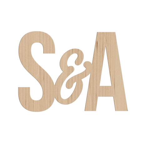 Découpe en bois personnalisée initiales mariage