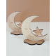 Invitation baptême lune, faire-part baptême bois