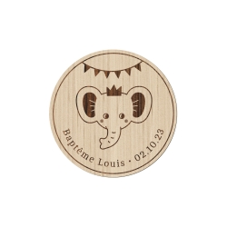 Magnet en bois rond éléphant